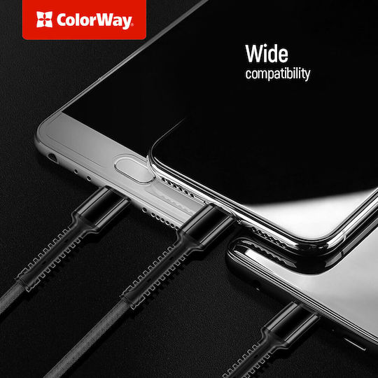 ColorWay Braided USB to Lightning / Type-C / micro USB Cable 4A Γκρι 1.2m (CW-CBU3003-GR)