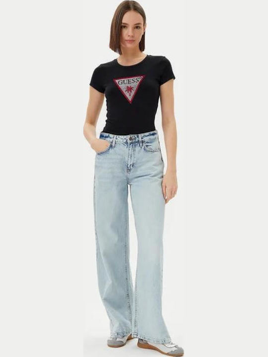 Women's Blouse Cotton Short Sleeve Jet Black