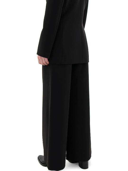 Moschino Women's High Waist Fabric Palazzo Pants Straight Black Moschino Women's High Waist Fabric Palazzo Pants Straight Black