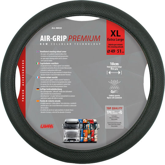 Lampa Car Steering Wheel Cover Airgrip with Diameter 49-51cm made of Leatherette Black