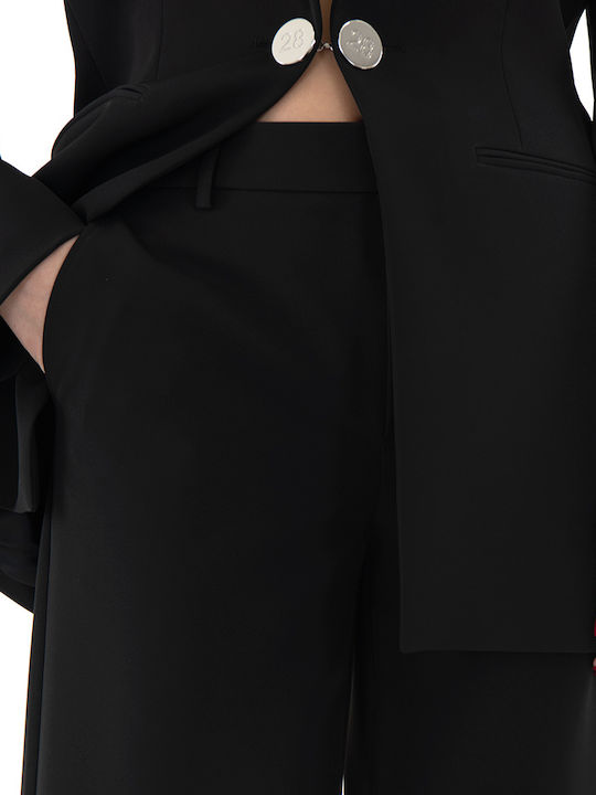 Women's High Waist Pantaloons in Straight Leg Style Black
