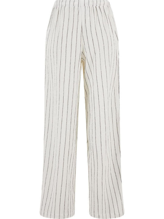 Women's Fabric Trousers Relaxed Fit Striped Offwhite/black