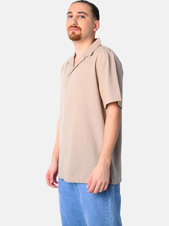 Life Style Butiken Σετ Λινό Παντελόνι Πουκάμισο Ls12548524 Μπεζ