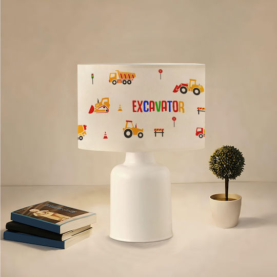 GloboStar LED Детска Лампа Портатив Excavator Бял 24x24x32εκ.