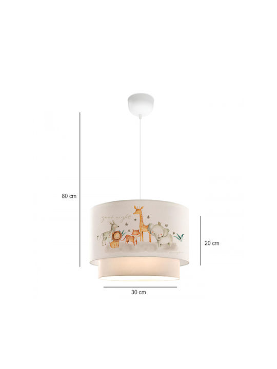 GloboStar Kids Fabric Single Ceiling Light E27 Giraffe White 30x70cm