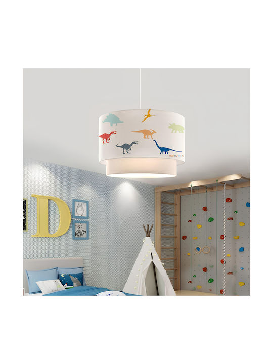 GloboStar Kids Fabric Single Ceiling Light E27 Dino White 30x70cm