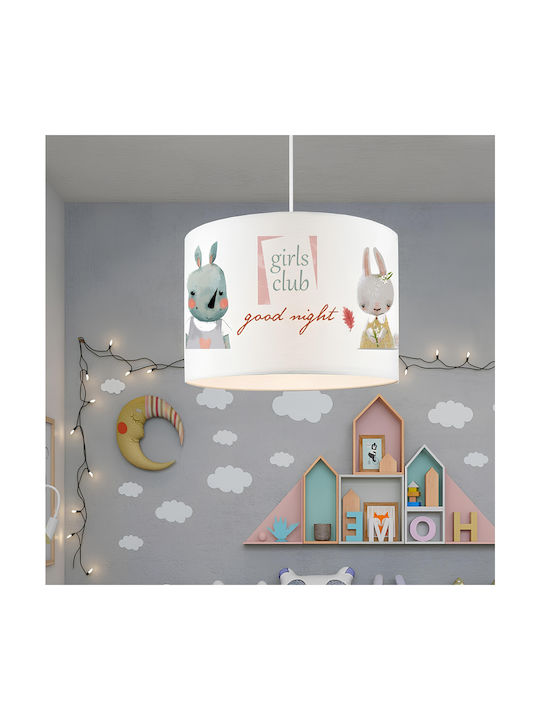 GloboStar Kids Fabric Single Ceiling Light E27 Girlsclub White 28x70cm