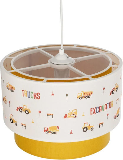 GloboStar Kids Fabric Single Ceiling Light E27 Excavator White 8W 30x70cm