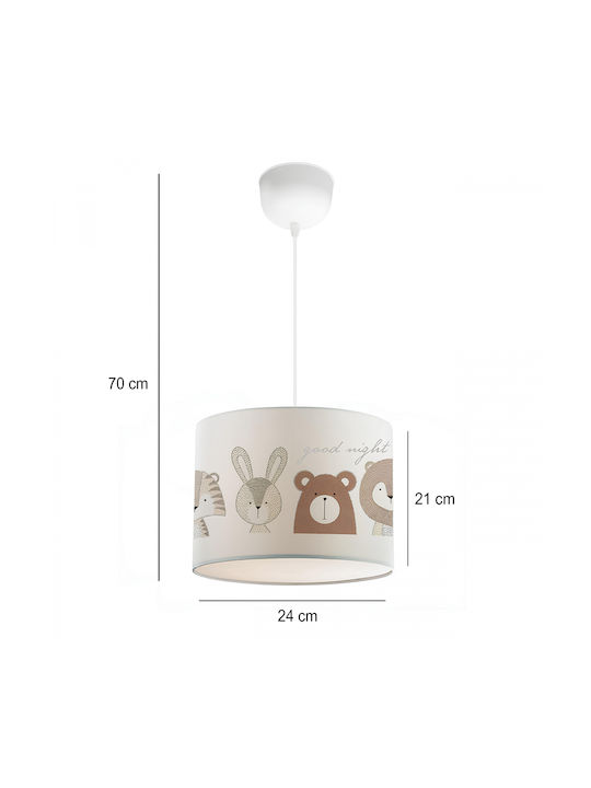 GloboStar Bear Einfaches Licht Kinderdeckenleuchte Deckenleuchte mit Fassung E27 Weiß 24x70cm