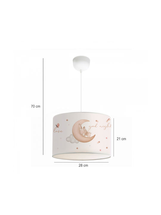 GloboStar Kids Fabric Single Ceiling Light E27 Moon White 28x70cm