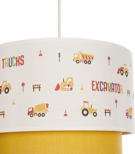 GloboStar Kids Fabric Single Ceiling Light E27 Excavator White 8W 30x70cm