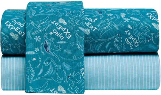 Kentia Retile Baby Sheets Set Crib Cotton Petrol 120x170cm 3pcs
