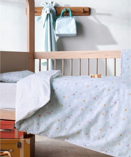 Kentia Kounelito Комплект Бебешки Чаршафи За Количка Памучни Светлосини 120x170бр 3бр