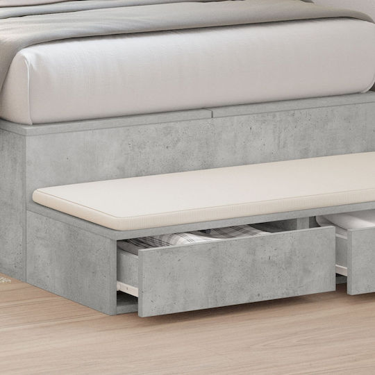 vidaXL Concrete Bed Drawer for Bed / Grey Concrete Table 100x36.5x16.5cm