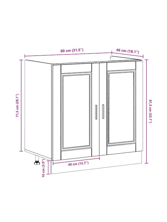 Dulap pentru Chiuvetă Alb lucios 80x46x84.5buc