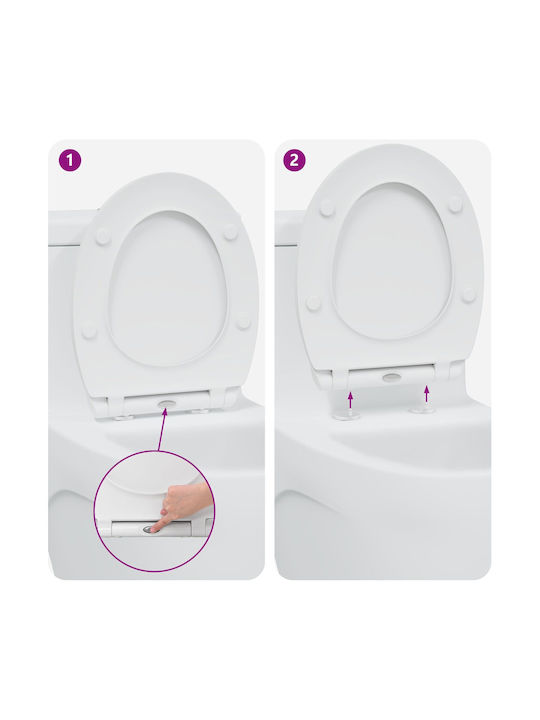 vidaXL Plastic Soft Close Toilet Seat White 37.5cm 42002365