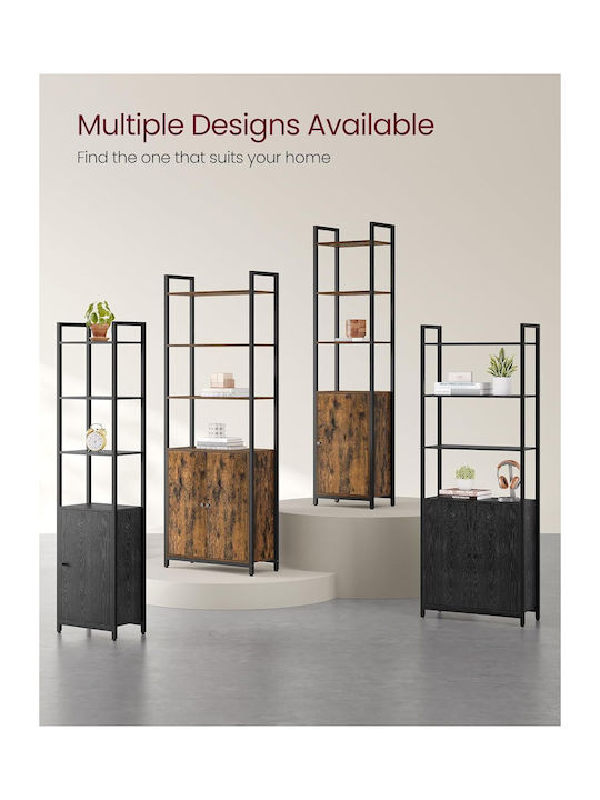 Rustic Brown & Ink Black Bookcase 40x24x159.5cm
