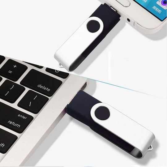 Stick de memorie Siks 256 Gb 2 în 1 USB 3.0 Type-C rotativ 360⁰ rezistent la apă compatibil cu dispozitive cu port Type C compatibilitate OTG viteză mare gri negru