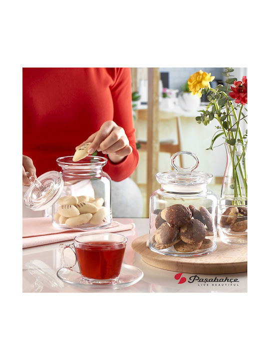 Espiel Kitchen Σετ 3τμχ Βάζα Γενικής Χρήσης με Καπάκι Γυάλινο Διάφανο 11.8x11.8x18.1cm 3τμχ