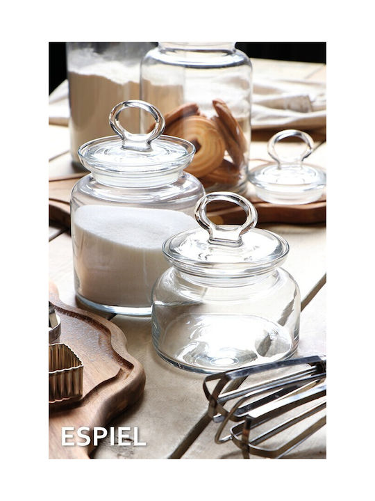 Espiel Kitchen Σετ 6τμχ Βάζα Γενικής Χρήσης με Καπάκι Γυάλινο Διάφανο 11.8x13.6x13.6cm