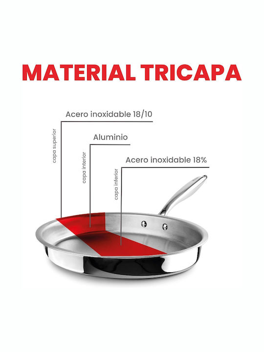 Ibili Tigaie Naturală Triplu Strat Din Oțel Inoxidabil Cu Acoperire Antiaderentă