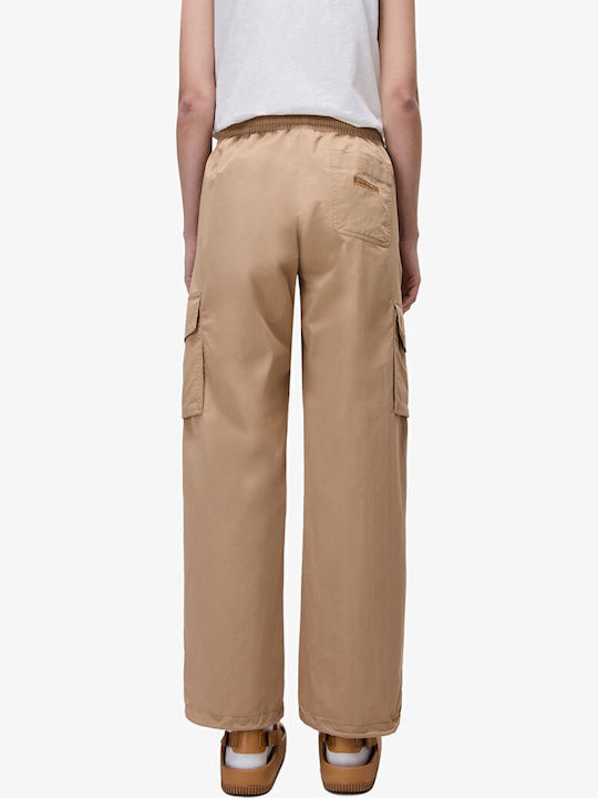 Poudre Dama Tesatura Pantaloni Cargo cu Elastic Bej