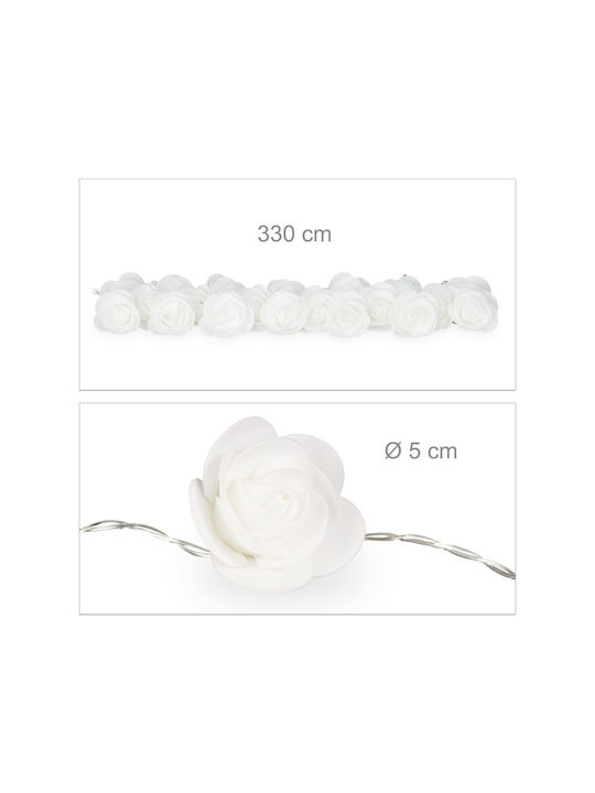 Relaxdays Γιρλάντα Φωτισμού LED 3.3m με 20 Λάμπες Θερμό Λευκό