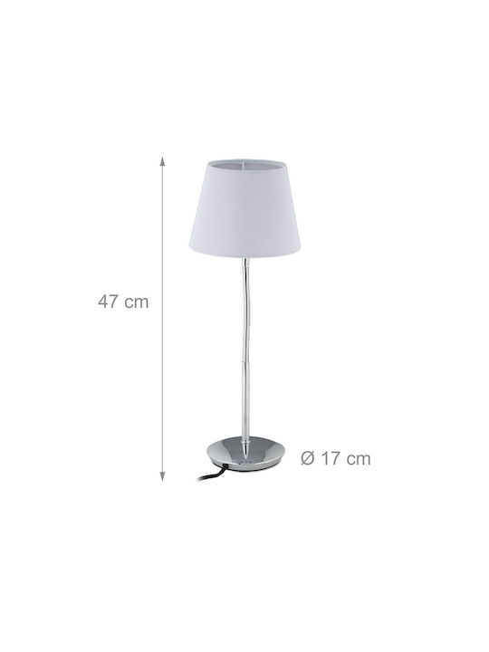 Relaxdays Material Textil Lampă de masă pentru Soclu E14 cu Abajur Alb și Bază Argintiu