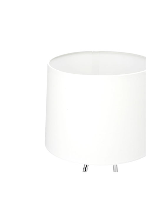 Relaxdays Metal Lampă de masă pentru Soclu E27 cu Abajur Alb și Bază Argintiu