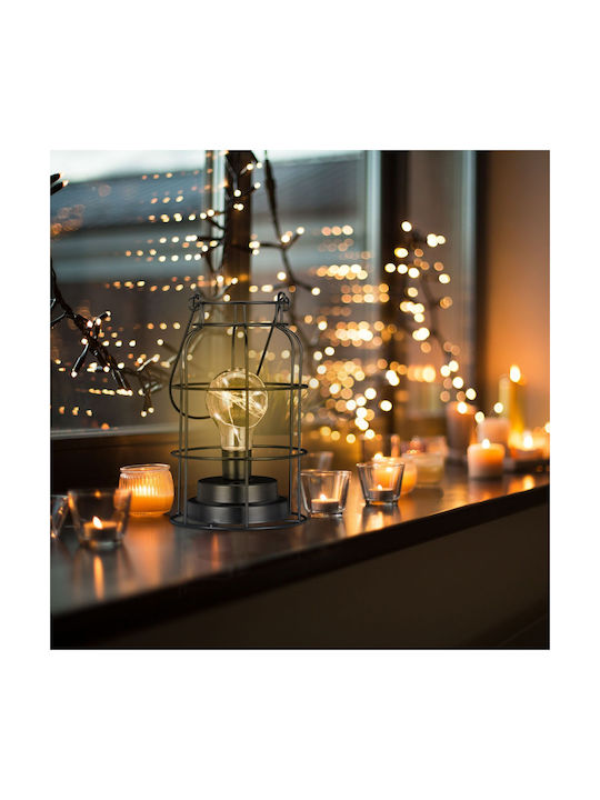 Relaxdays Metall Vintage Tischlampe LED mit Schwarz Schirm und Basis