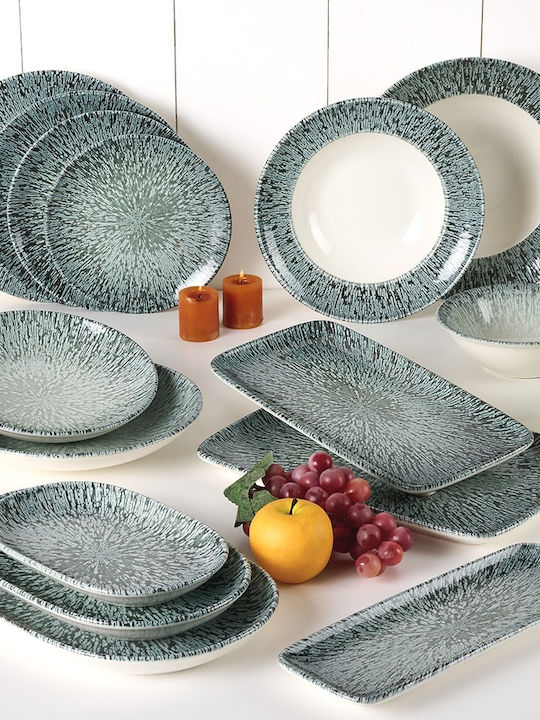 Fine Plate Shallow made of Porcelain Green with Diameter 21cm