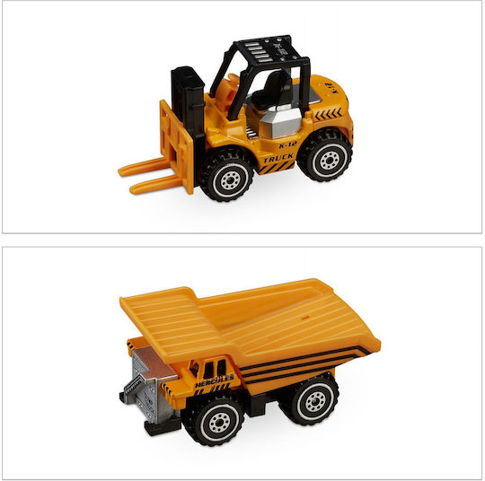 Set de Jucării 6 Piese Elicopter Stivuitor Excavator Autogreder Basculantă Excavator Mic pentru Copii de 3 Ani+