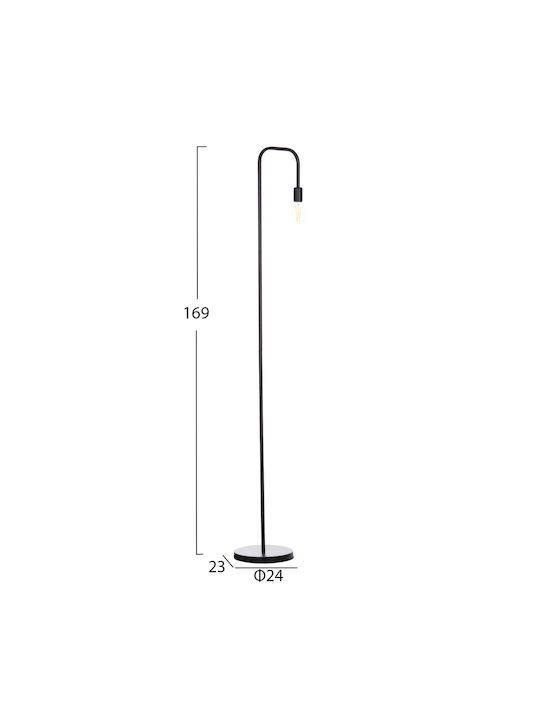 HomeMarkt Kramer Floor Lamp H169xW24cm. with Socket for Bulb E27 Black