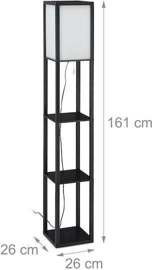 Relaxdays Floor Lamp H161xW26cm. with Socket for Bulb E27 Black