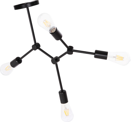 HomeMarkt Lighty Κρεμαστό Φωτιστικό Μαύρο για 4 Λαμπτήρες E27 57x5x52εκ.