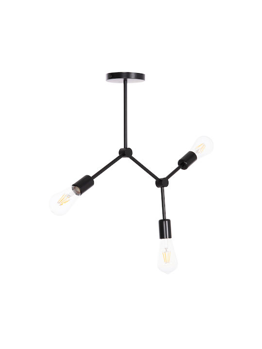HomeMarkt Lighty Deckenleuchte Schwarz mit Lampenbirnensockel E27 52x5cm