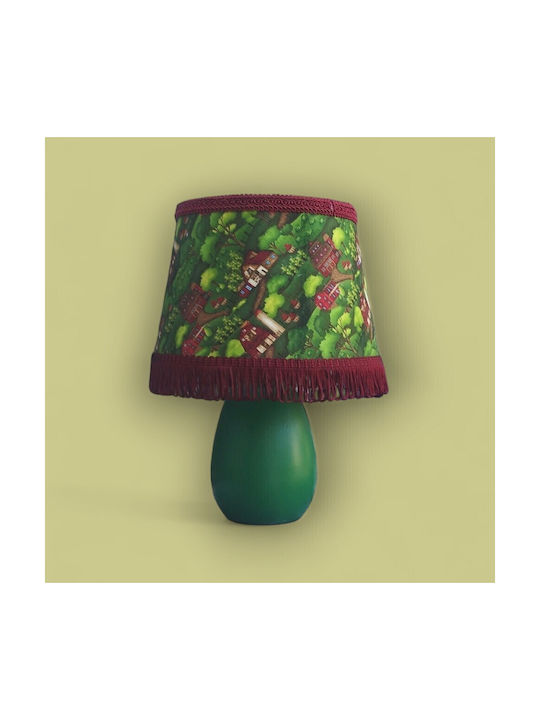 Oxygen Green Valley Ceramic Table Lamp for E27 Socket with Green Shade and Base