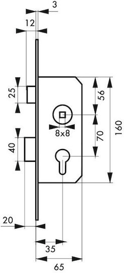 Thirard 00094526 Recessed Cylinder Lock 35 X 70 Nickel