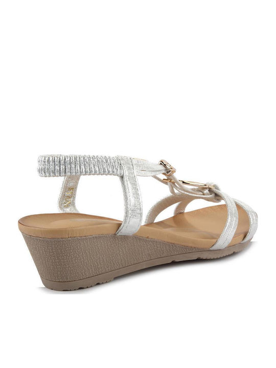 Women's Flat Sandals in Silver Color