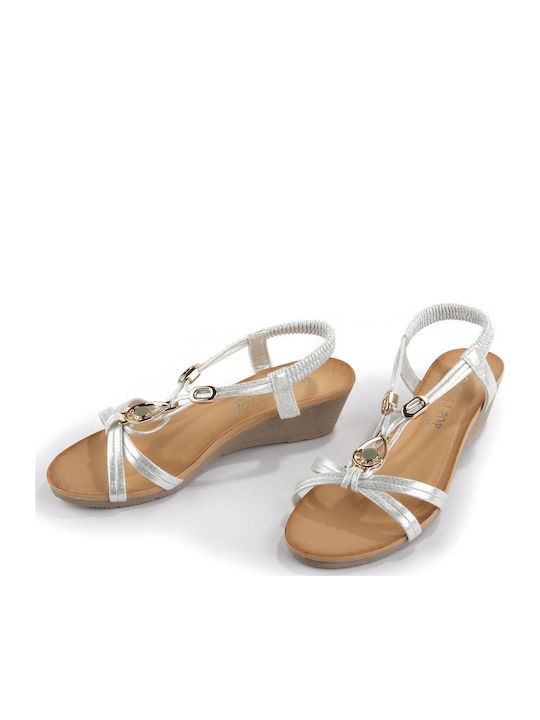 Women's Flat Sandals in Silver Color