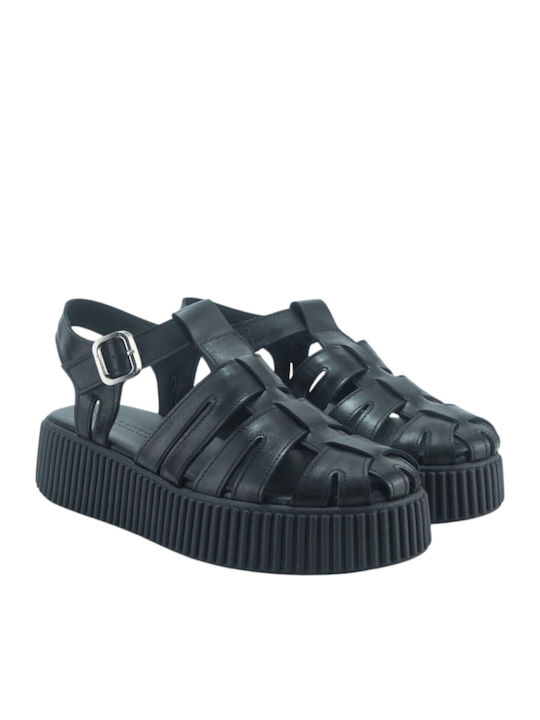 Sandale Casual Damă de Piele Negru