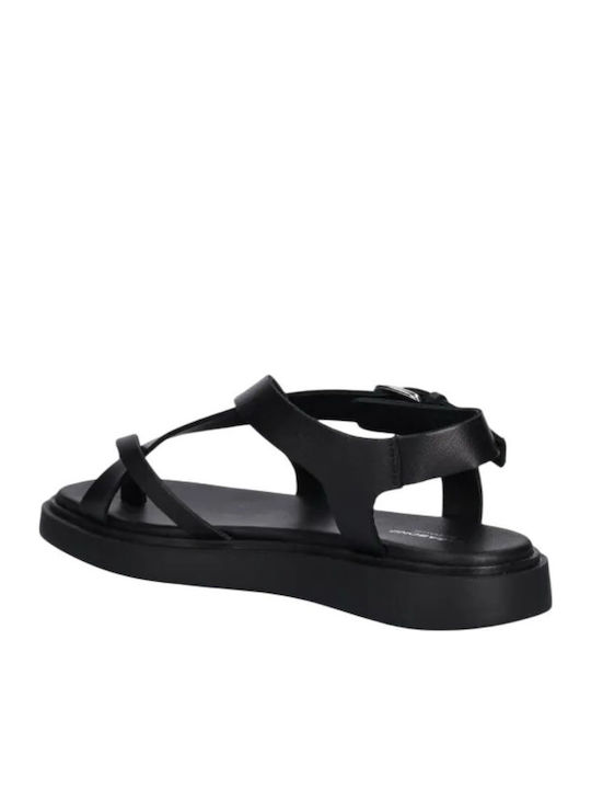 Connie Leather Women's Flat Sandals Black