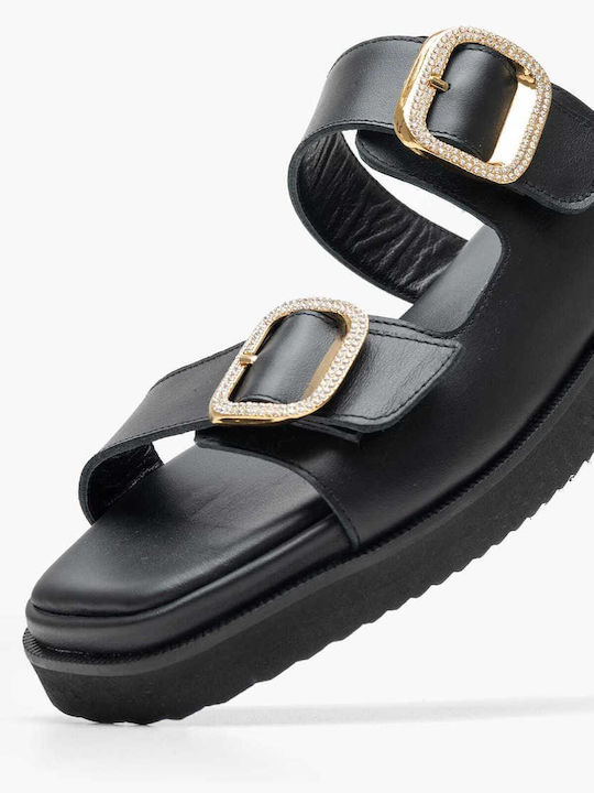 Sandale Casual Damă Din Piele Negre