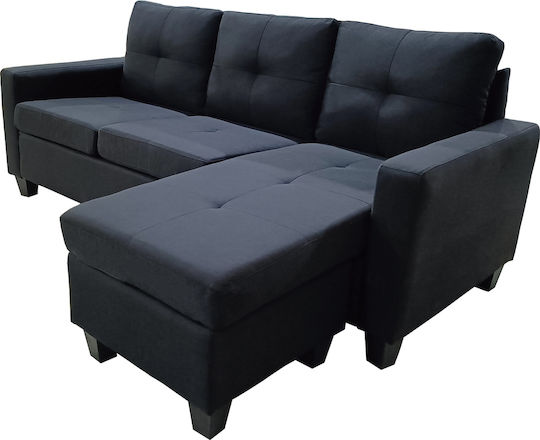 Idril Corner Couch with Reversible Angle Black 205x162x84 cm