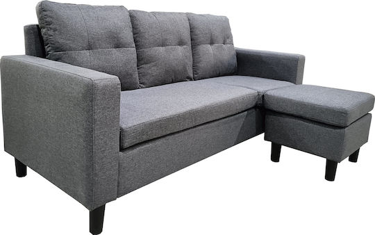 Gretel Corner Couch with Reversible Angle Gray 182x122x70 cm