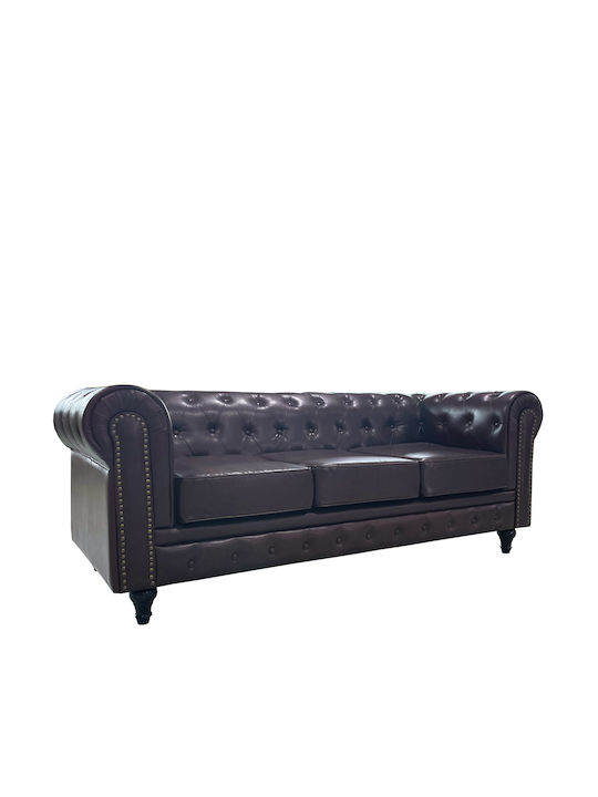 Avery Dreisitzer Sofa Künstliches Leder Dark Brown 208x90x73cm
