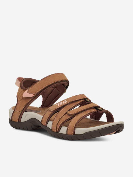 Tirra Leather Δερμάτινα Γυναικεία Σανδάλια Sporty Καφέ