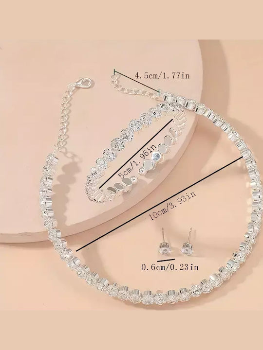 Set with Necklace , Earrings & Bracelet with Stones