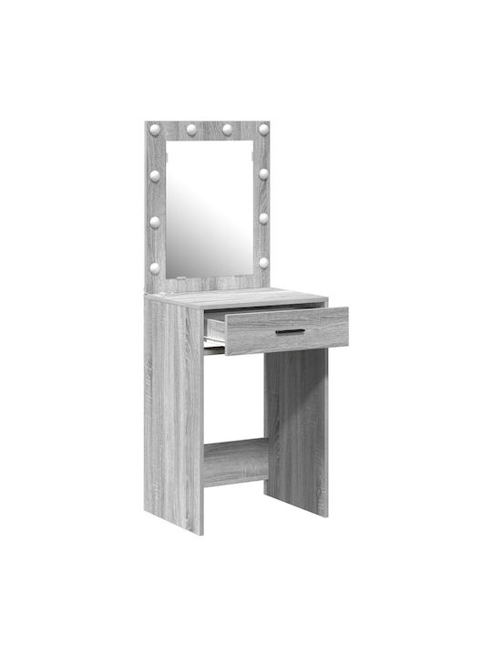 Floor-Standing Grey Wooden Makeup Dressing Table with Mirror 50x41x135cm