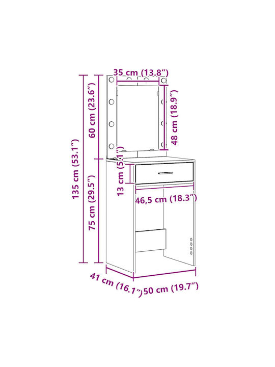 Тоалетна за грим Walnut с Огледало 50x41x135бр